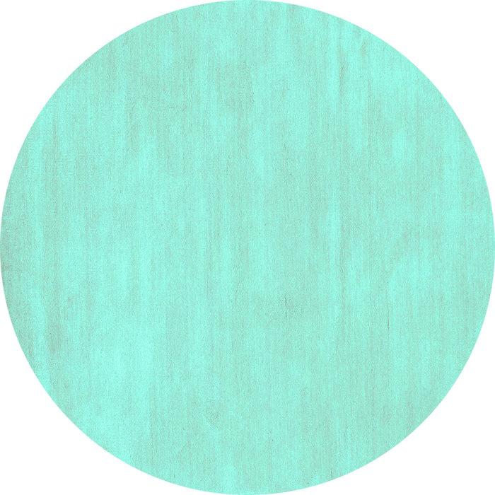 Round Machine Washable Abstract Turquoise Contemporary Area Rugs, wshcon143turq