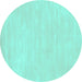 Round Machine Washable Abstract Turquoise Contemporary Area Rugs, wshcon143turq