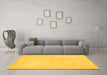 Machine Washable Abstract Yellow Contemporary Rug in a Living Room, wshcon143yw