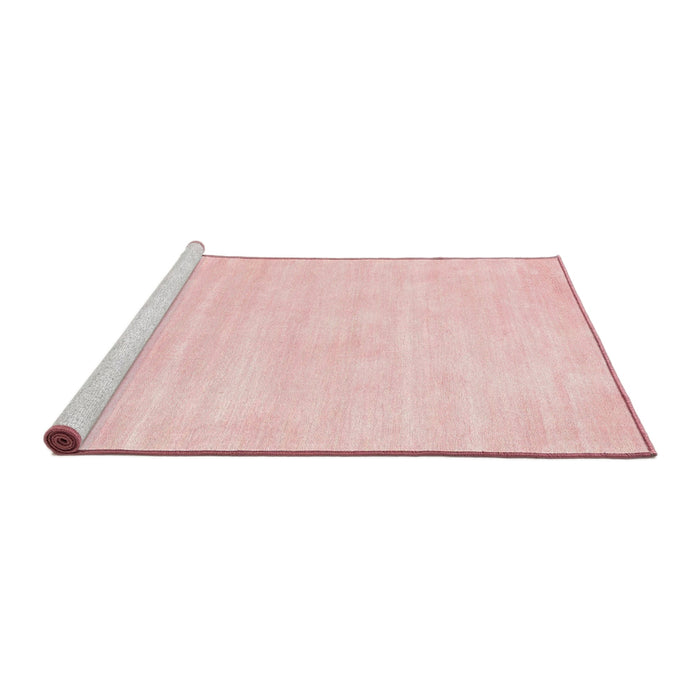 Serging Thickness of Machine Washable Contemporary Pastel Pink Rug, wshcon144