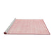 Serging Thickness of Machine Washable Contemporary Pastel Pink Rug, wshcon144