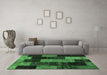 Machine Washable Patchwork Emerald Green Transitional Area Rugs in a Living Room,, wshcon1440emgrn