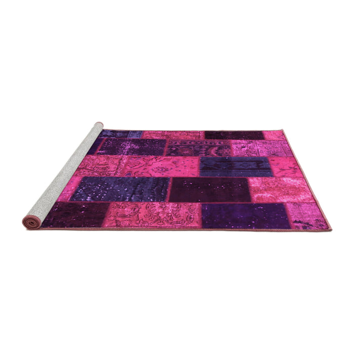 Sideview of Machine Washable Patchwork Pink Transitional Rug, wshcon1440pnk