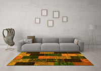 Machine Washable Patchwork Yellow Transitional Rug, wshcon1440yw