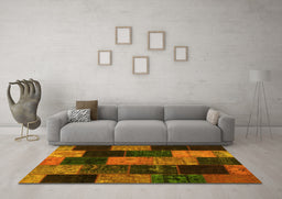 Machine Washable Patchwork Yellow Transitional Rug in a Living Room, wshcon1440yw