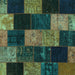 Square Patchwork Turquoise Transitional Rug, con1440turq