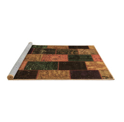 Sideview of Machine Washable Patchwork Brown Transitional Rug, wshcon1440brn
