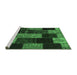 Sideview of Machine Washable Patchwork Emerald Green Transitional Area Rugs, wshcon1440emgrn