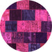 Round Patchwork Pink Transitional Rug, con1440pnk