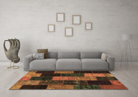 Machine Washable Patchwork Brown Transitional Rug, wshcon1440brn