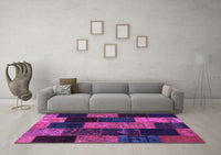 Machine Washable Patchwork Purple Transitional Rug, wshcon1440pur