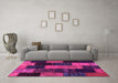 Machine Washable Patchwork Pink Transitional Rug in a Living Room, wshcon1440pnk