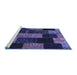 Sideview of Machine Washable Patchwork Blue Transitional Rug, wshcon1440blu