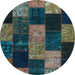 Round Patchwork Light Blue Transitional Rug, con1440lblu