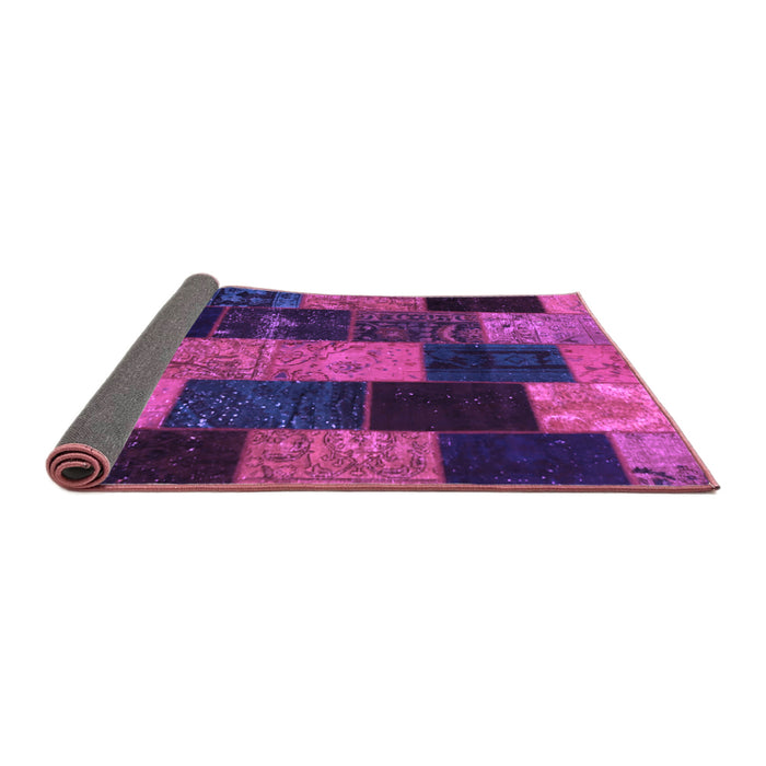 Sideview of Patchwork Purple Transitional Rug, con1440pur