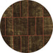 Round Abstract Brown Contemporary Rug, con1441brn