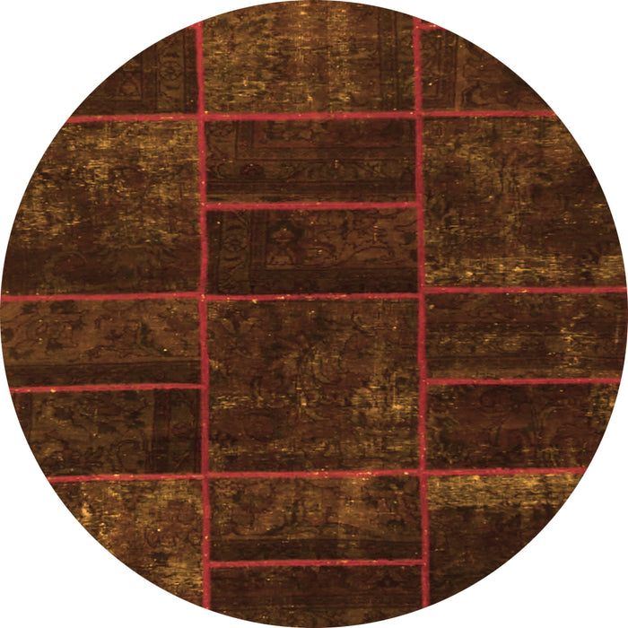 Square Abstract Orange Contemporary Rug, con1441org