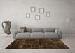 Machine Washable Abstract Brown Contemporary Rug in a Living Room,, wshcon1441brn