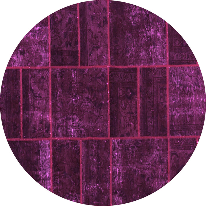 Round Abstract Pink Contemporary Rug, con1441pnk