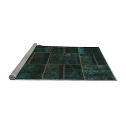 Sideview of Machine Washable Abstract Light Blue Contemporary Rug, wshcon1441lblu