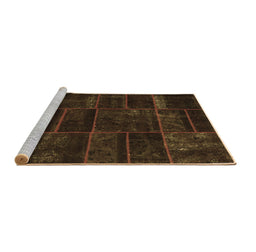 Sideview of Machine Washable Abstract Brown Contemporary Rug, wshcon1441brn