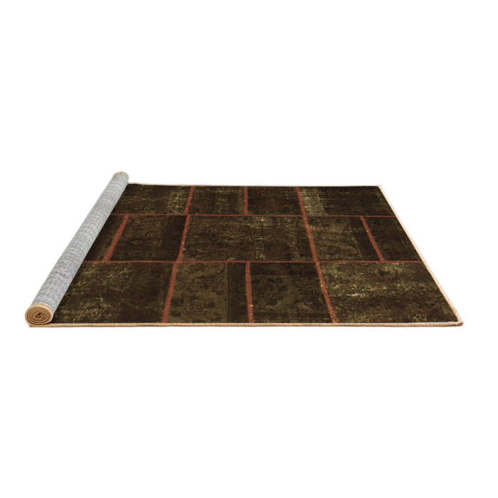 Sideview of Machine Washable Abstract Brown Contemporary Rug, wshcon1441brn