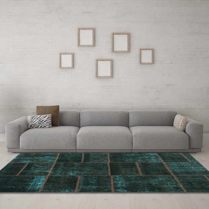 Machine Washable Abstract Light Blue Contemporary Rug in a Living Room, wshcon1441lblu