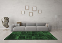 Machine Washable Abstract Emerald Green Contemporary Rug, wshcon1441emgrn