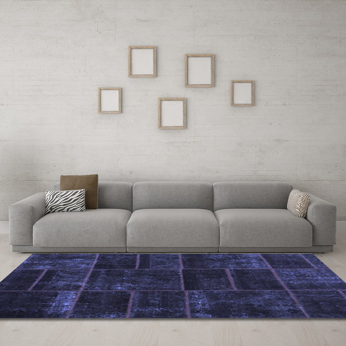 Machine Washable Abstract Blue Contemporary Rug in a Living Room, wshcon1441blu