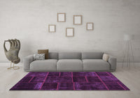 Machine Washable Abstract Purple Contemporary Rug, wshcon1441pur