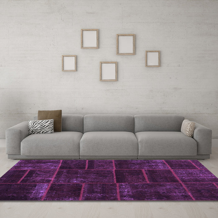 Machine Washable Abstract Purple Contemporary Area Rugs in a Living Room, wshcon1441pur
