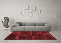 Machine Washable Abstract Red Contemporary Rug, wshcon1441red