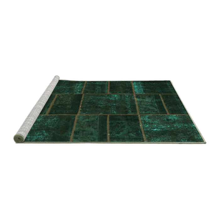 Sideview of Machine Washable Abstract Turquoise Contemporary Area Rugs, wshcon1441turq