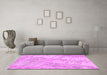 Machine Washable Patchwork Pink Transitional Rug in a Living Room, wshcon1442pnk