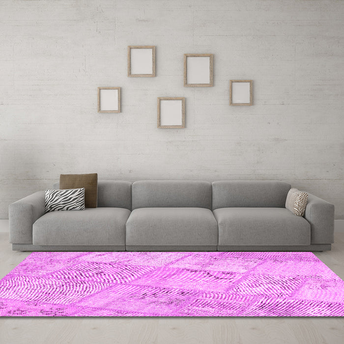 Machine Washable Patchwork Pink Transitional Rug in a Living Room, wshcon1442pnk