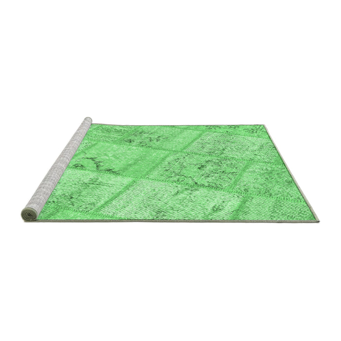 Sideview of Machine Washable Patchwork Emerald Green Transitional Area Rugs, wshcon1442emgrn