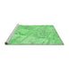 Sideview of Machine Washable Patchwork Emerald Green Transitional Area Rugs, wshcon1442emgrn