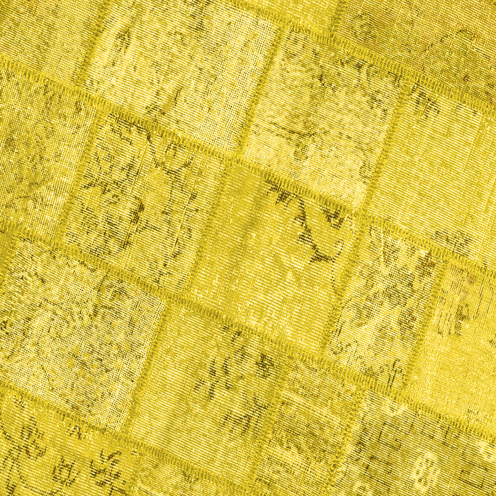Square Machine Washable Patchwork Yellow Transitional Rug, wshcon1442yw