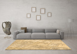 Machine Washable Patchwork Brown Transitional Rug in a Living Room,, wshcon1442brn