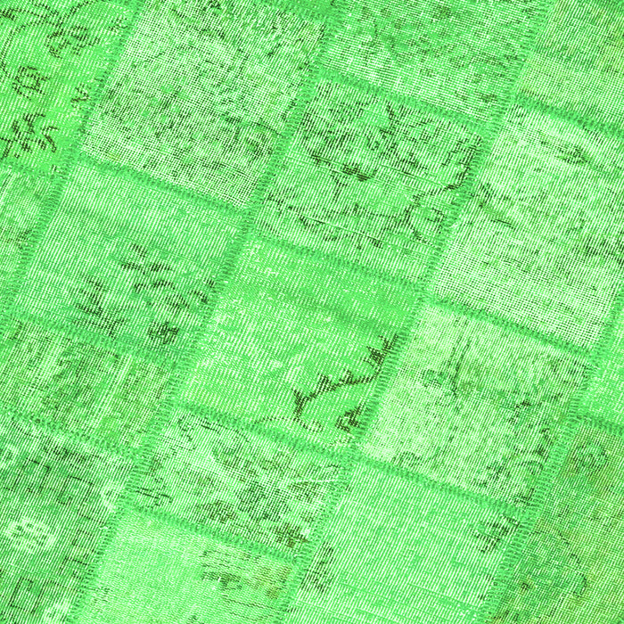 Round Machine Washable Patchwork Green Transitional Area Rugs, wshcon1442grn