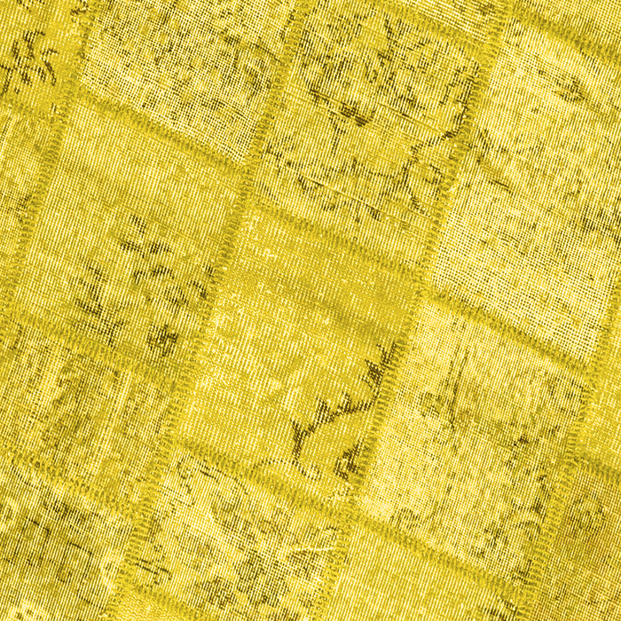 Machine Washable Patchwork Yellow Transitional Rug, wshcon1442yw