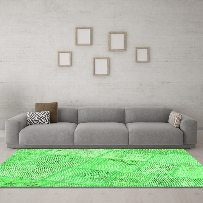 Machine Washable Patchwork Green Transitional Area Rugs in a Living Room,, wshcon1442grn