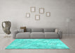 Machine Washable Patchwork Turquoise Transitional Area Rugs in a Living Room,, wshcon1442turq