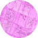 Round Patchwork Pink Transitional Rug, con1442pnk