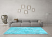 Machine Washable Patchwork Light Blue Transitional Rug in a Living Room, wshcon1442lblu