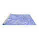 Sideview of Machine Washable Patchwork Blue Transitional Rug, wshcon1442blu