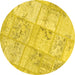 Round Patchwork Yellow Transitional Rug, con1442yw