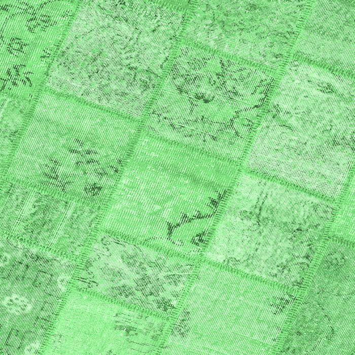 Square Machine Washable Patchwork Emerald Green Transitional Area Rugs, wshcon1442emgrn