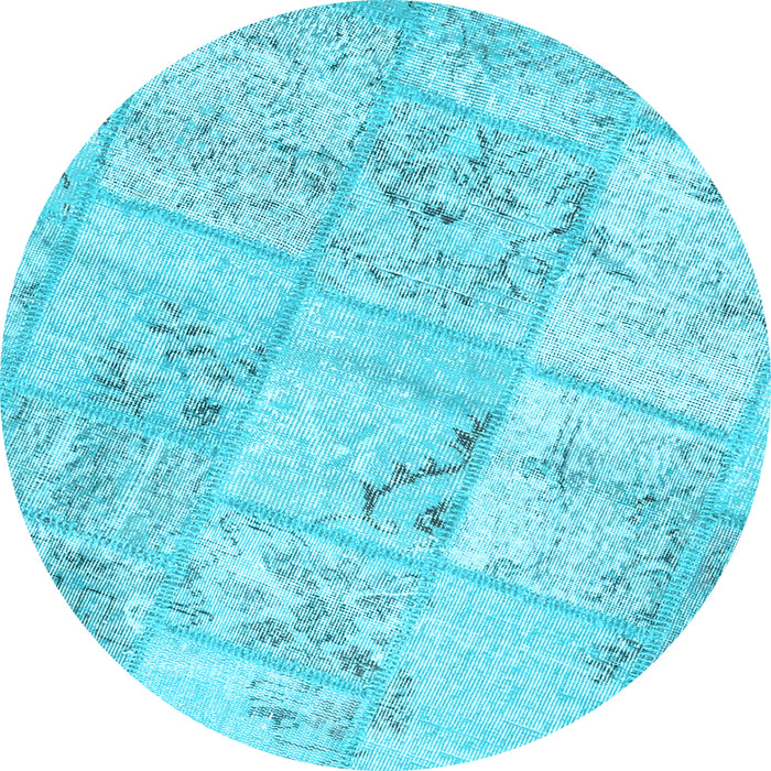 Round Patchwork Light Blue Transitional Rug, con1442lblu