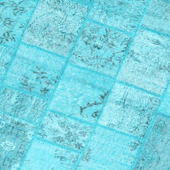Square Patchwork Light Blue Transitional Rug, con1442lblu